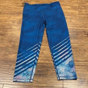 Athleta Kids Navy and Light Blue Striped Leggings